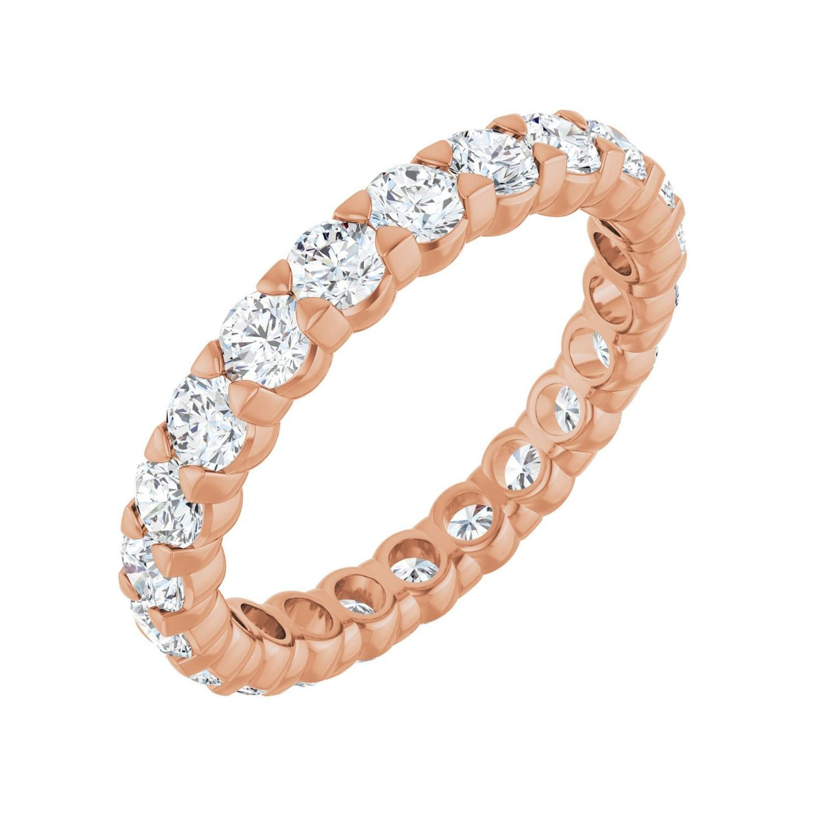 Sapphire Row Lab-Grown Diamond Low-Profile Eternity Band - 14K Rose Gold, Round 2.8 mm, 6