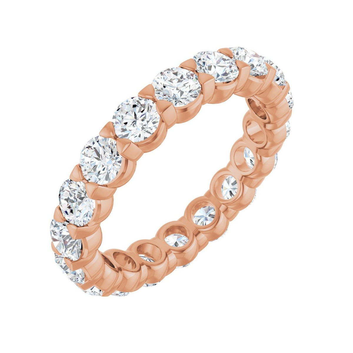 Sapphire Row Lab-Grown Diamond Low-Profile Eternity Band - 14K Rose Gold, Round 3.5 mm, 7