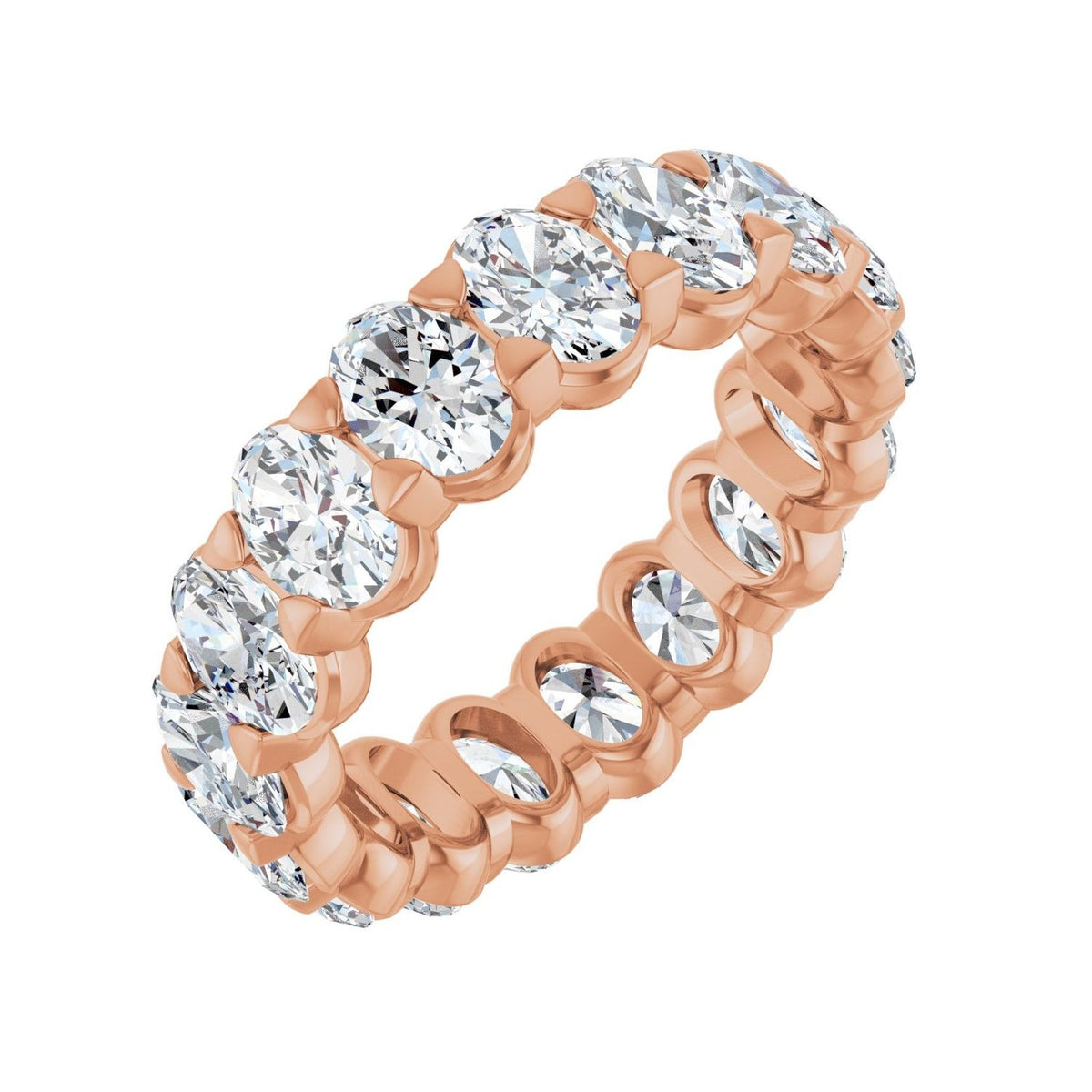 Sapphire Row Lab-Grown Diamond Low-Profile Eternity Band - 14K Rose Gold, Oval 5 × 3.5 mm, 5.5