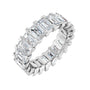 Sapphire Row Lab-Grown Diamond Low-Profile Eternity Band - 14K White Gold, Emerald 5 × 3 mm, 6