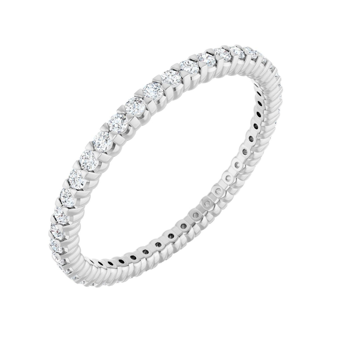 Sapphire Row Lab-Grown Diamond Low-Profile Eternity Band - 14K White Gold, Round 1.3 mm, 6.5