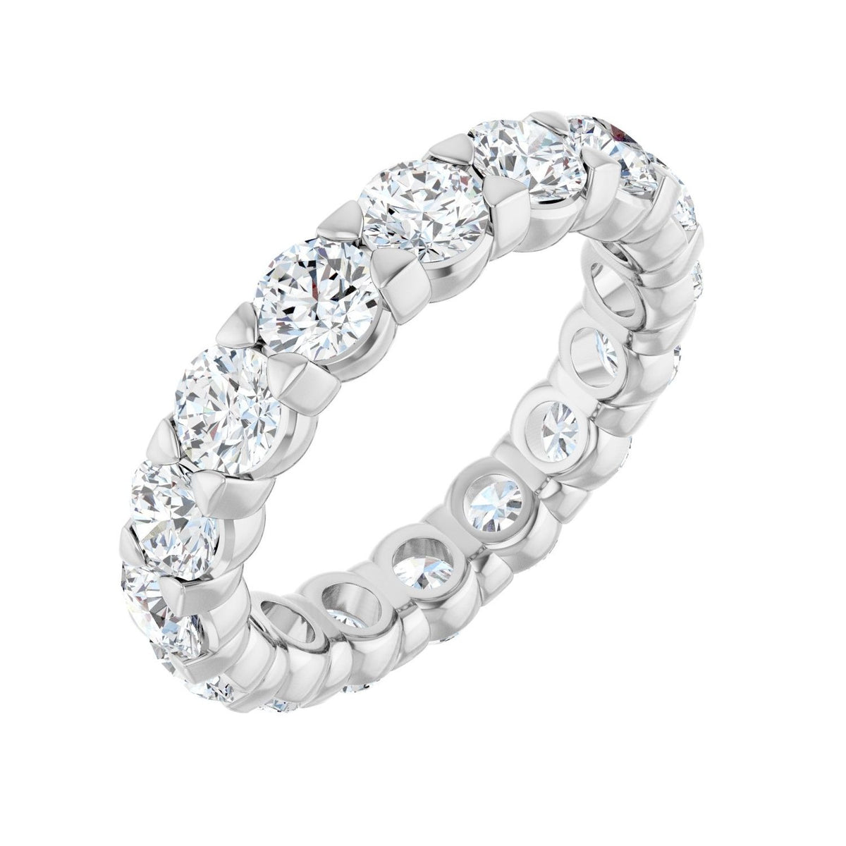 Sapphire Row Lab-Grown Diamond Low-Profile Eternity Band - 14K White Gold, Round 3.5 mm, 4.5