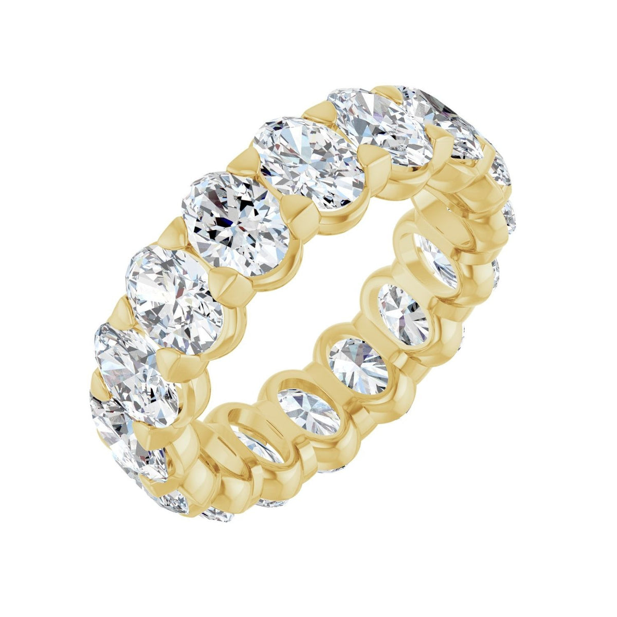 Sapphire Row Lab-Grown Diamond Low-Profile Eternity Band - 14K Yellow Gold, Oval 5 × 3.5 mm, 4