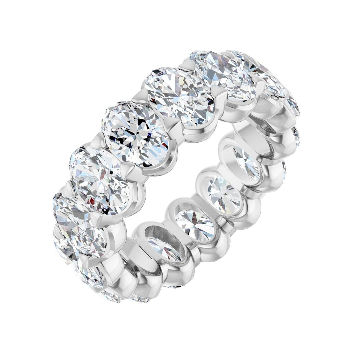 Sapphire Row Lab-Grown Diamond Low-Profile Eternity Band - 14K White Gold, Oval 6 × 4 mm, 4.5