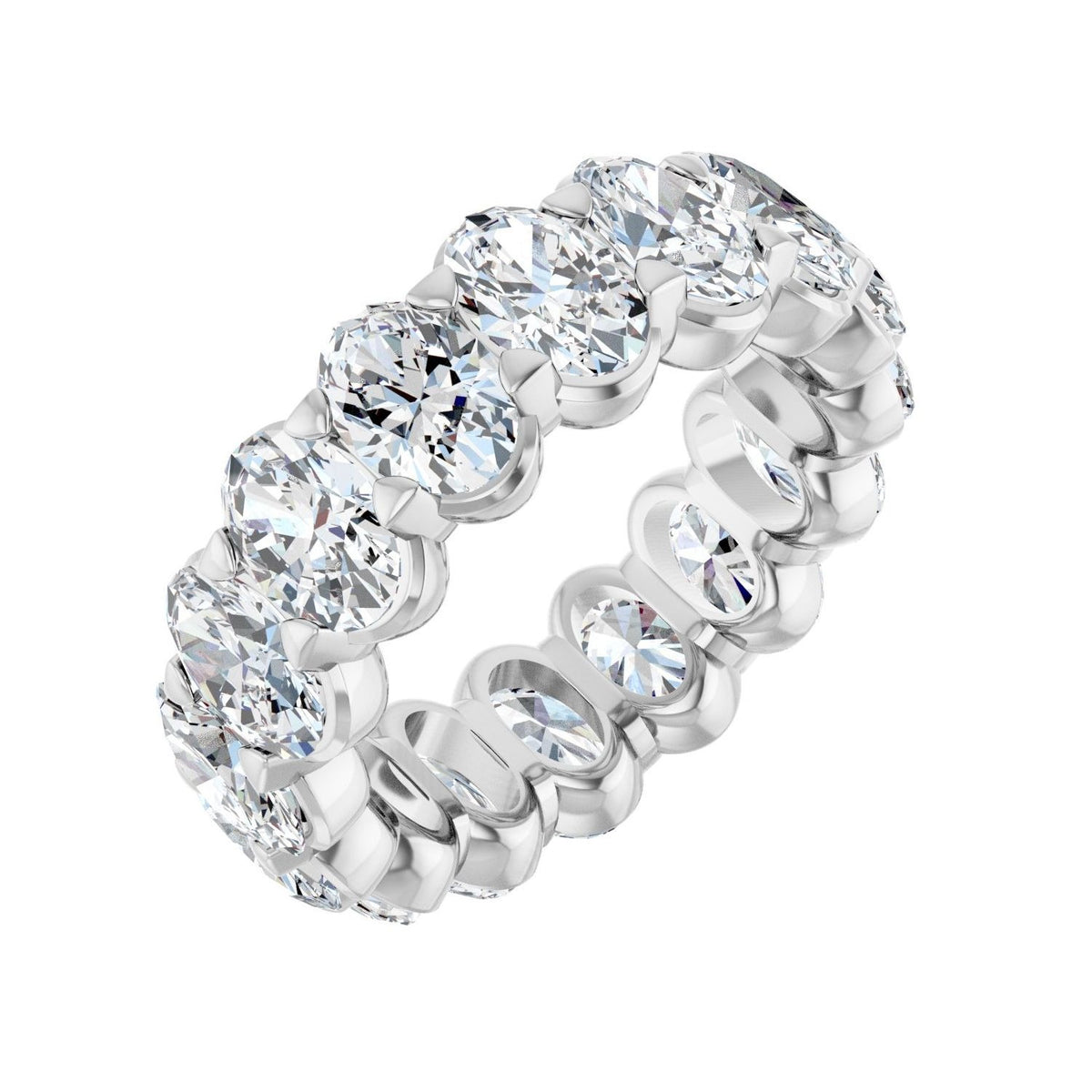 Sapphire Row Lab-Grown Diamond Low-Profile Eternity Band - 14K White Gold, Oval 6 × 4 mm, 5.5