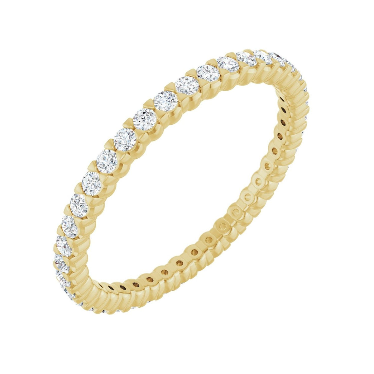 Sapphire Row Lab-Grown Diamond Low-Profile Eternity Band - 14K Yellow Gold, Round 1.3 mm, 5
