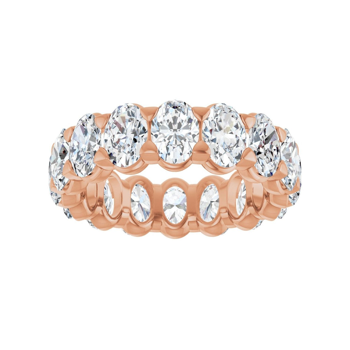 Sapphire Row Lab-Grown Diamond Low-Profile Eternity Band - 14K Rose Gold, Oval 5 × 3.5 mm, 4