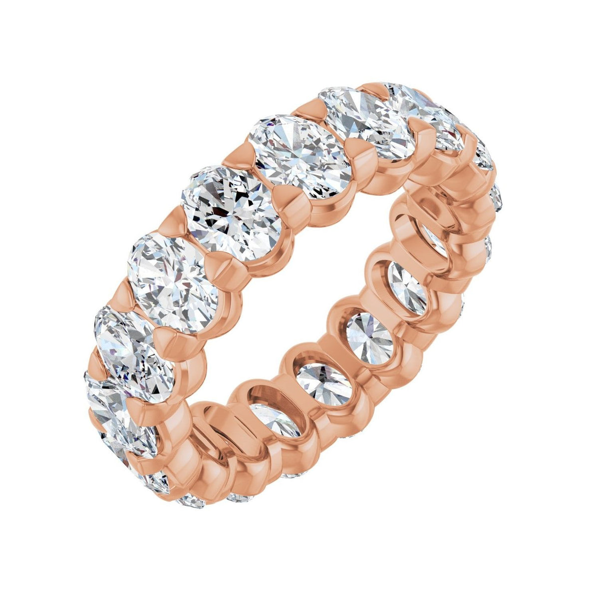 Sapphire Row Lab-Grown Diamond Low-Profile Eternity Band - 14K Rose Gold, Oval 5 × 3.5 mm, 5