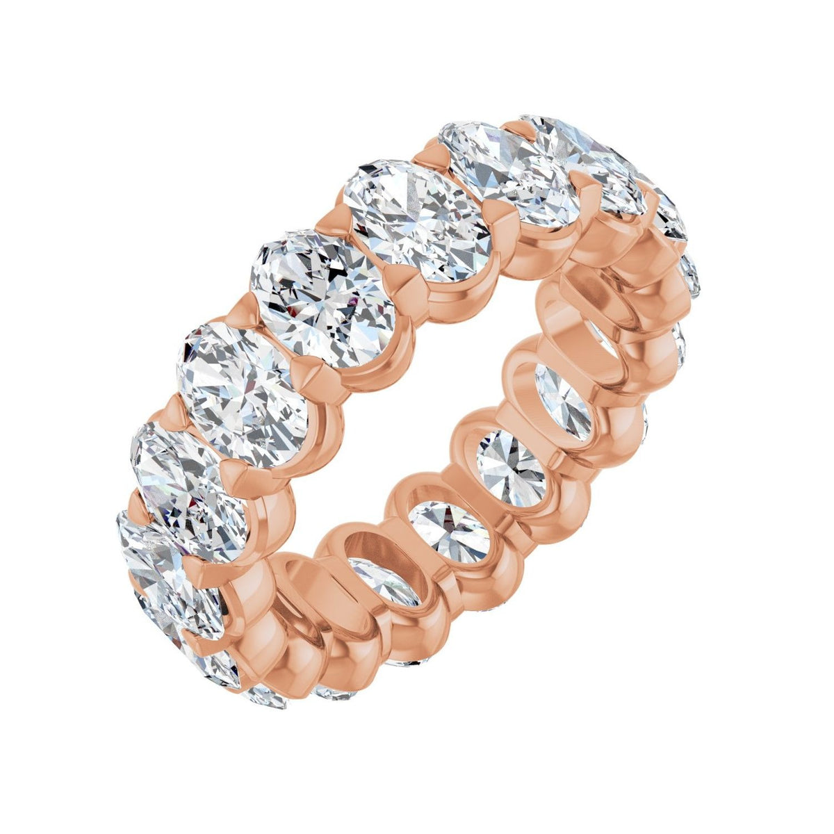 Sapphire Row Lab-Grown Diamond Low-Profile Eternity Band - 14K Rose Gold, Oval 6 × 4 mm, 7