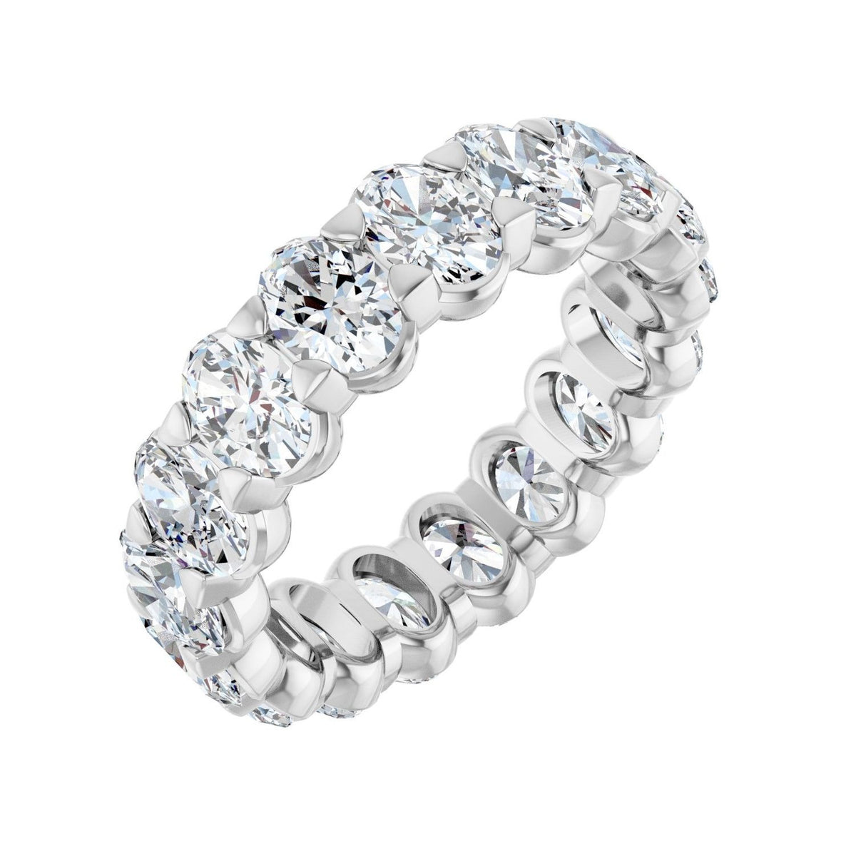 Sapphire Row Lab-Grown Diamond Low-Profile Eternity Band - 14K White Gold, Oval 5 × 3.5 mm, 5.5