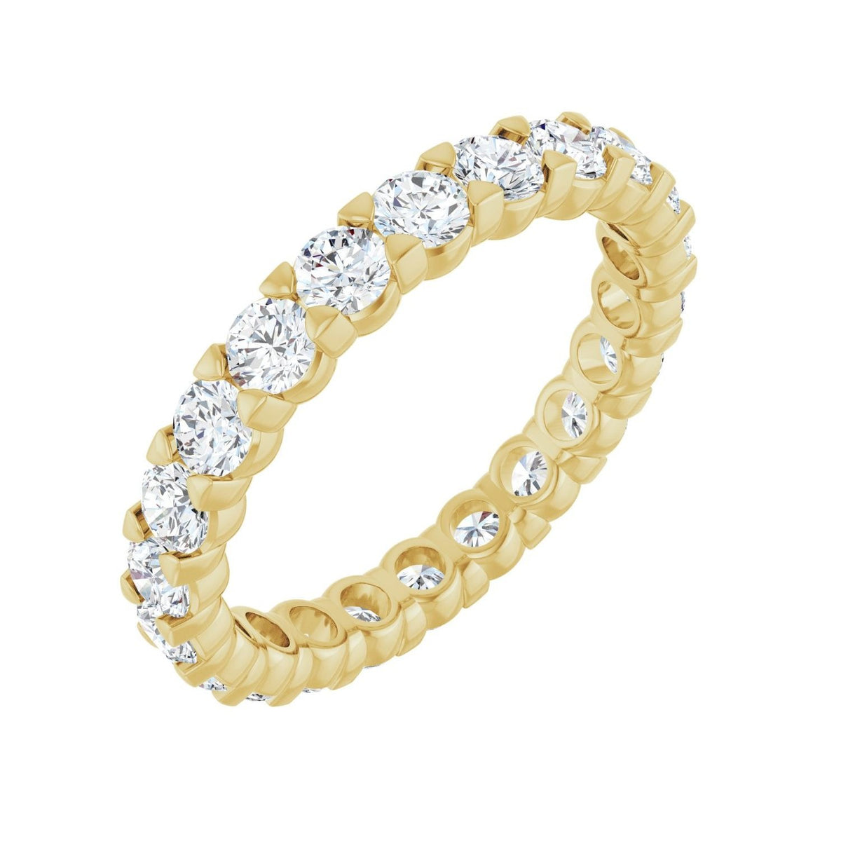 Sapphire Row Lab-Grown Diamond Low-Profile Eternity Band - 14K Yellow Gold, Round 2.8 mm, 6.5