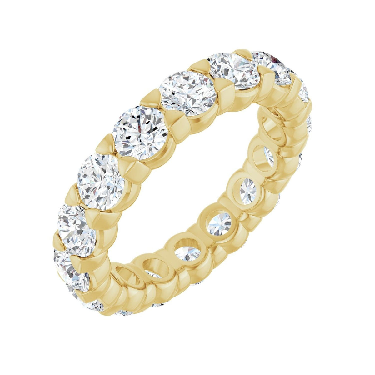 Sapphire Row Lab-Grown Diamond Low-Profile Eternity Band - 14K Yellow Gold, Round 3.5 mm, 4.5