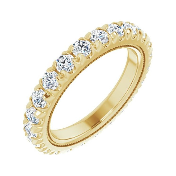 Sapphire Row Natural Diamond Milgrain Eternity Band - 14K Yellow Gold, 2.5 mm, 4.5