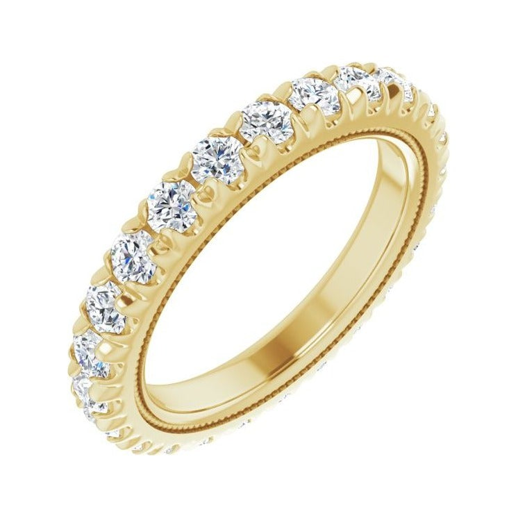 Sapphire Row Natural Diamond Milgrain Eternity Band - 14K Yellow Gold, 2.5 mm, 5.5