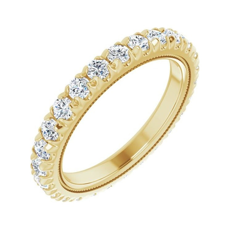 Sapphire Row Natural Diamond Milgrain Eternity Band - 14K Yellow Gold, 2.5 mm, 7.5