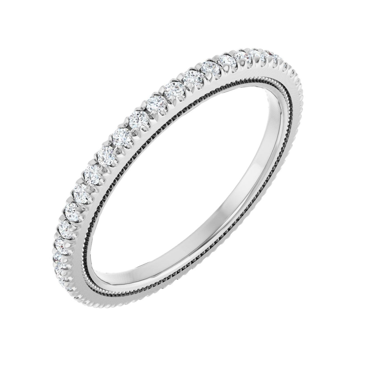 Sapphire Row Natural Diamond Milgrain Eternity Band - Platinum, 1.3 mm, 7