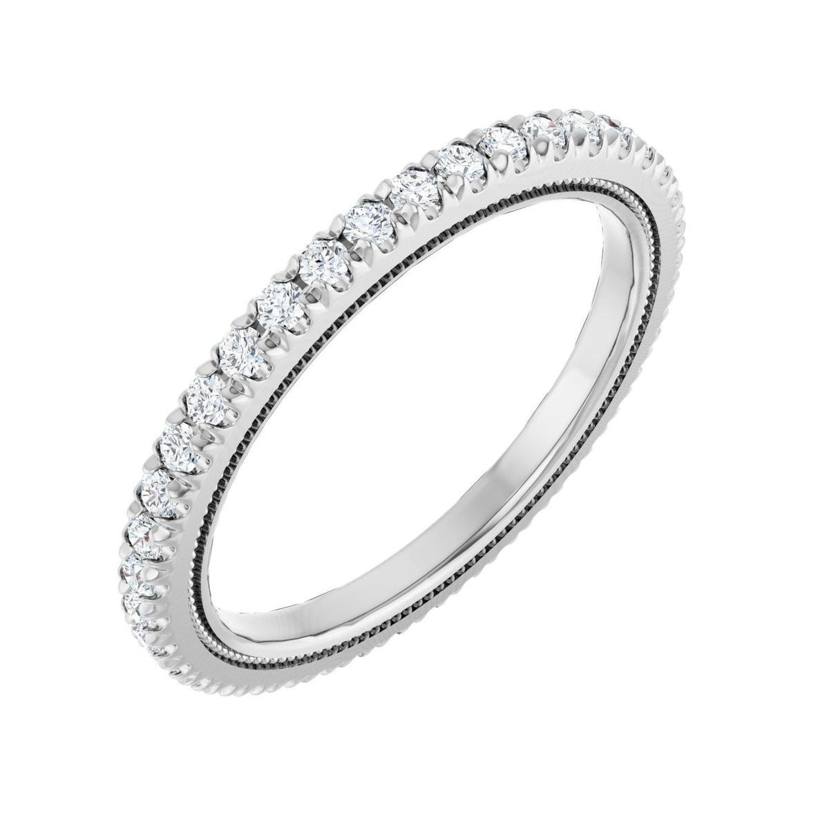 Sapphire Row Natural Diamond Milgrain Eternity Band - Platinum, 1.5 mm, 7