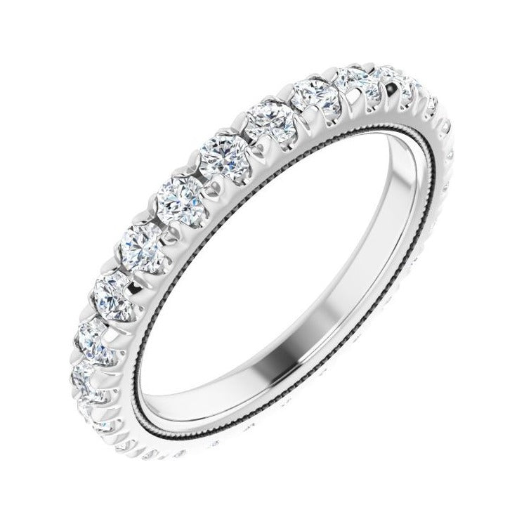 Sapphire Row Natural Diamond Milgrain Eternity Band - Platinum, 2.5 mm, 8