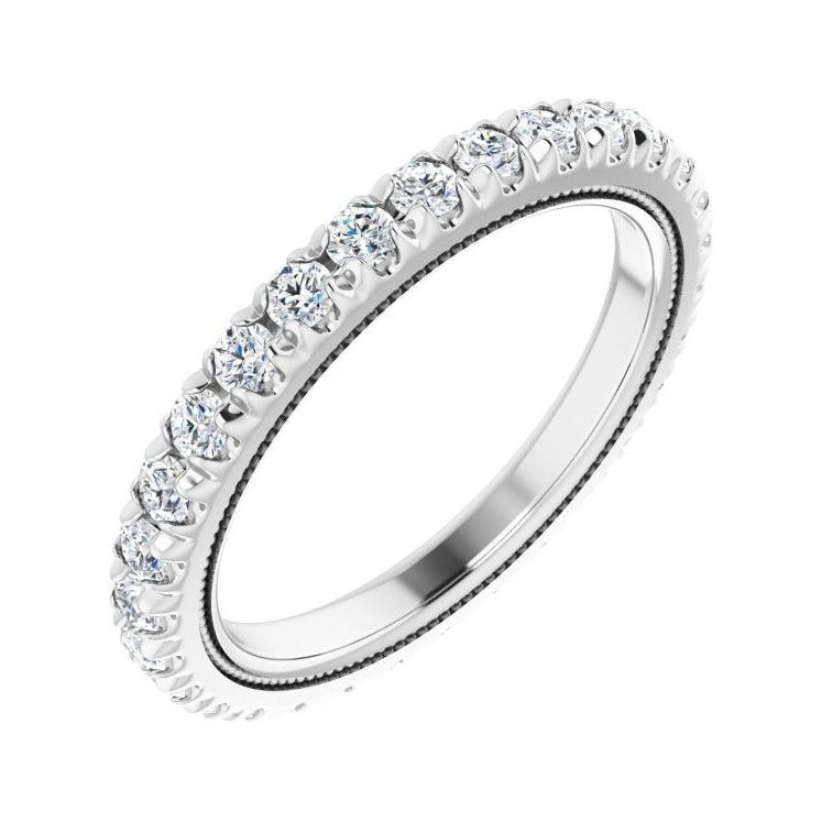 Sapphire Row Natural Diamond Milgrain Eternity Band - Platinum, 2 mm, 6.5