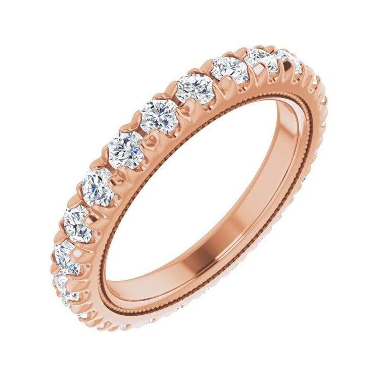 Sapphire Row Natural Diamond Milgrain Eternity Band - 14K Rose Gold, 2.5 mm, 6