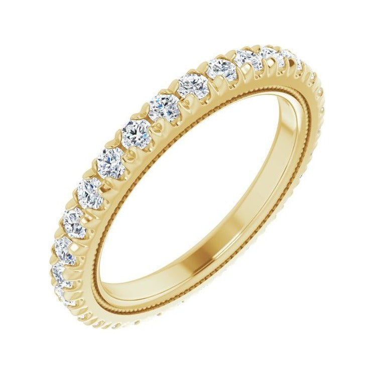 Sapphire Row Natural Diamond Milgrain Eternity Band - 14K Yellow Gold, 2 mm, 6