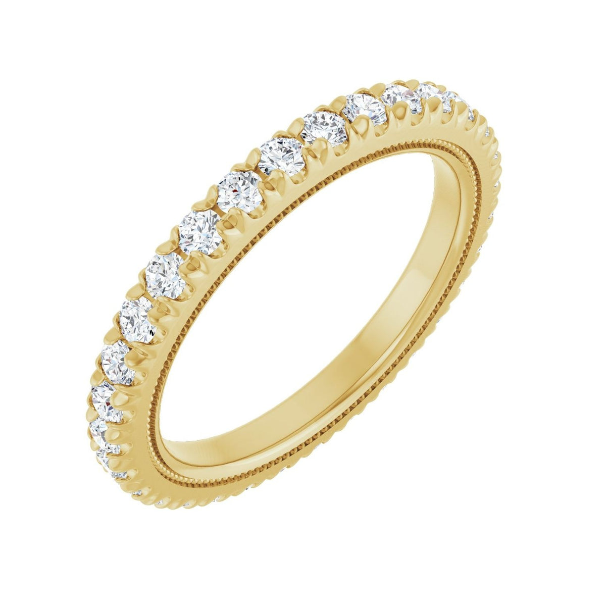 Sapphire Row Natural Diamond Milgrain Eternity Band - 14K Yellow Gold, 2 mm, 7