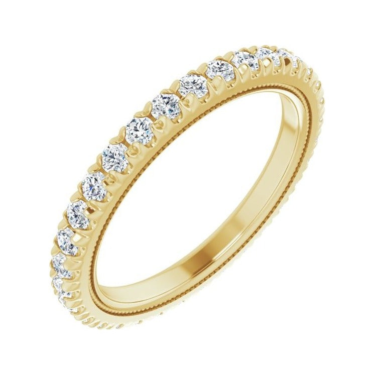Sapphire Row Natural Diamond Milgrain Eternity Band - 14K Yellow Gold, 2 mm, 8