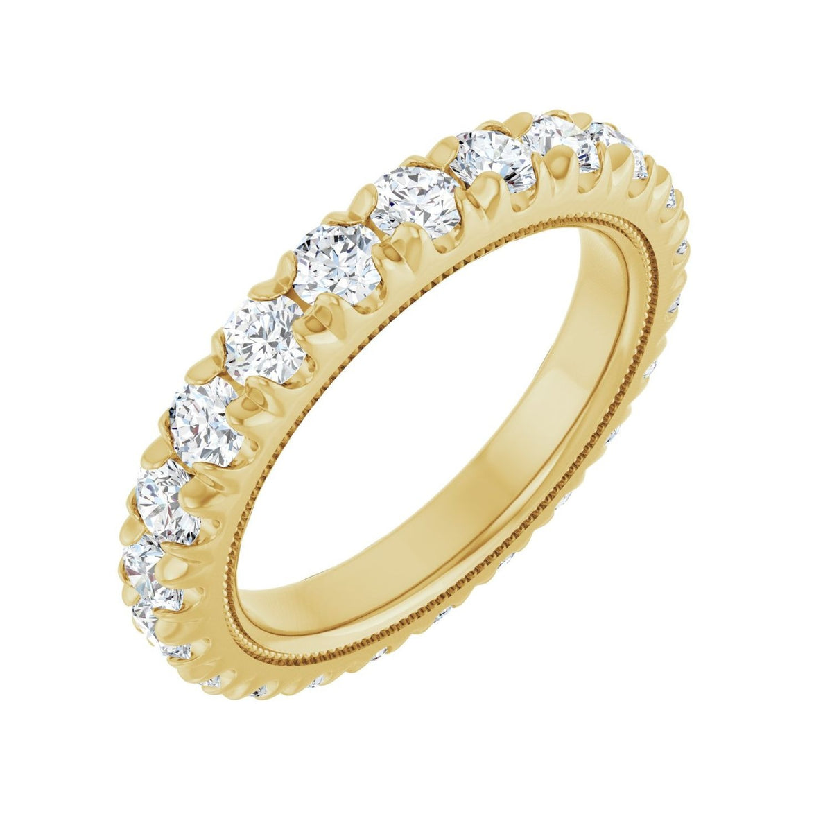 Sapphire Row Natural Diamond Milgrain Eternity Band - 14K Yellow Gold, 3 mm, 7