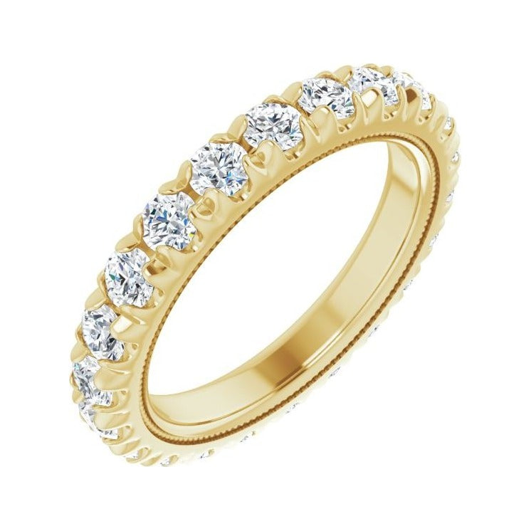 Sapphire Row Natural Diamond Milgrain Eternity Band - 14K Yellow Gold, 3 mm, 8