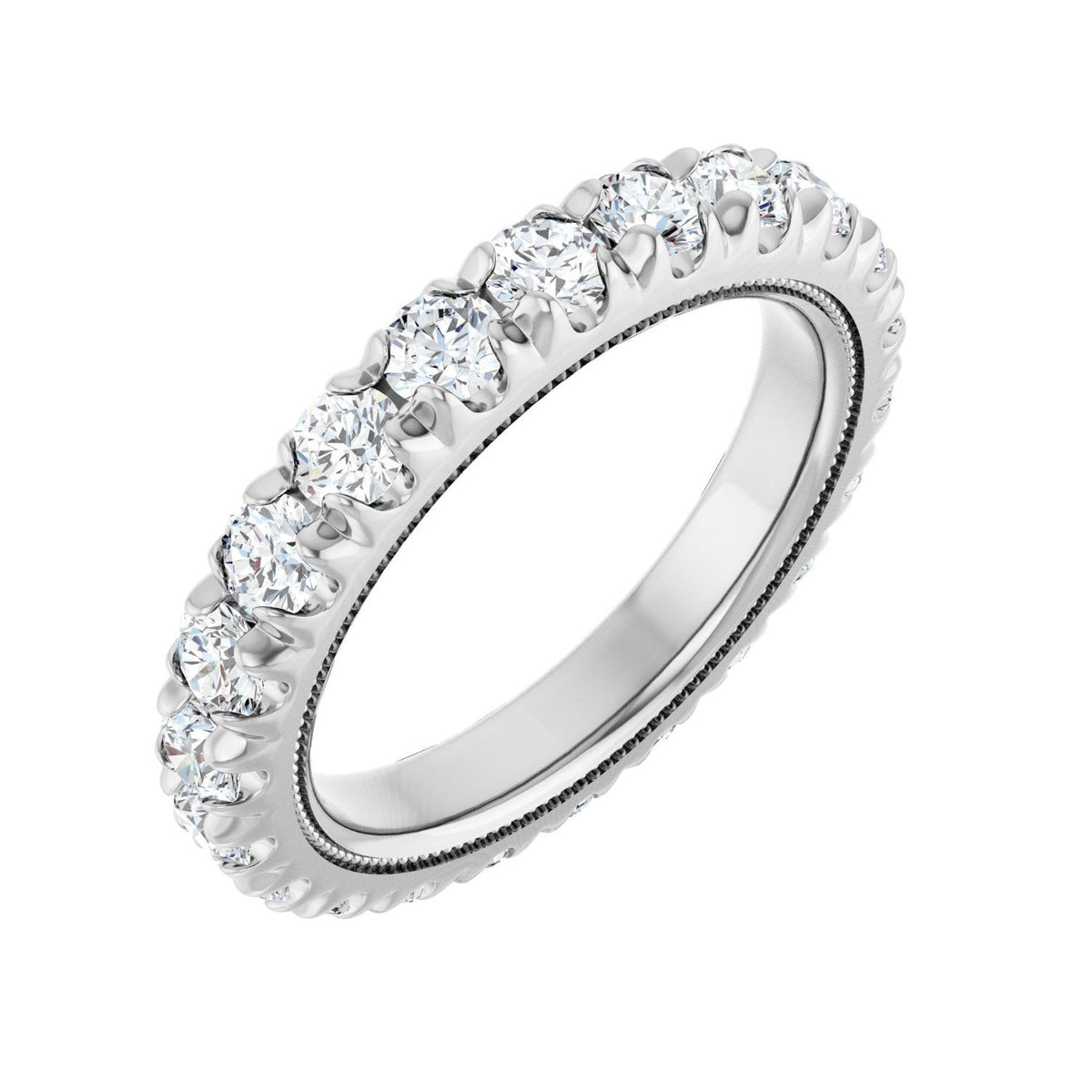 Sapphire Row Natural Diamond Milgrain Eternity Band - Platinum, 3 mm, 7