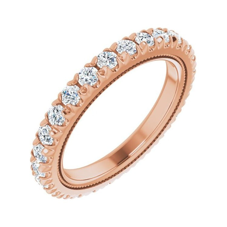Sapphire Row Natural Diamond Milgrain Eternity Band - 14K Rose Gold, 2 mm, 4