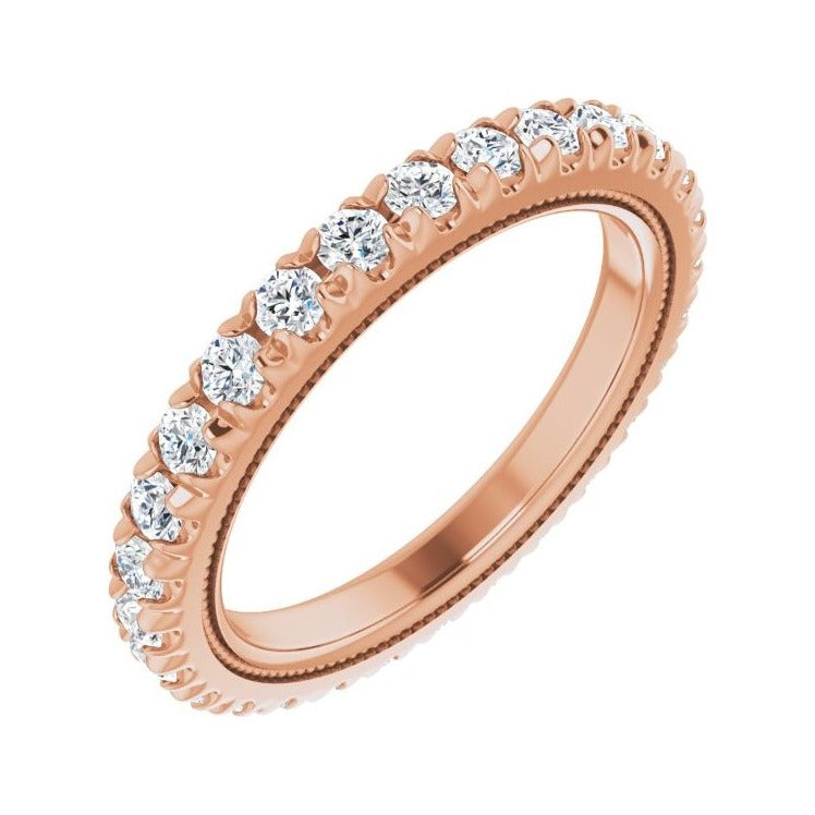Sapphire Row Natural Diamond Milgrain Eternity Band - 14K Rose Gold, 2 mm, 5
