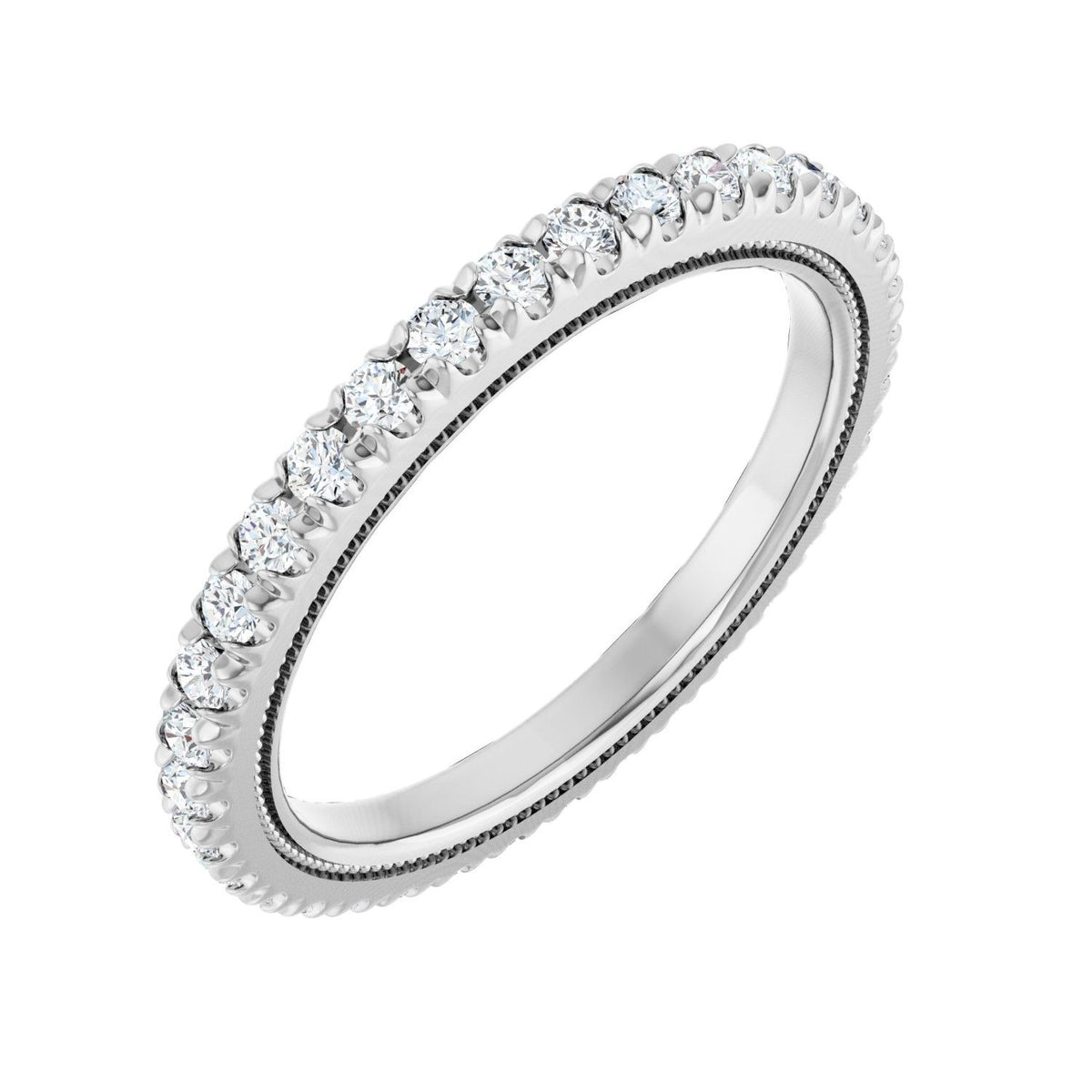 Sapphire Row Natural Diamond Milgrain Eternity Band - 14K White Gold, 1.7 mm, 7