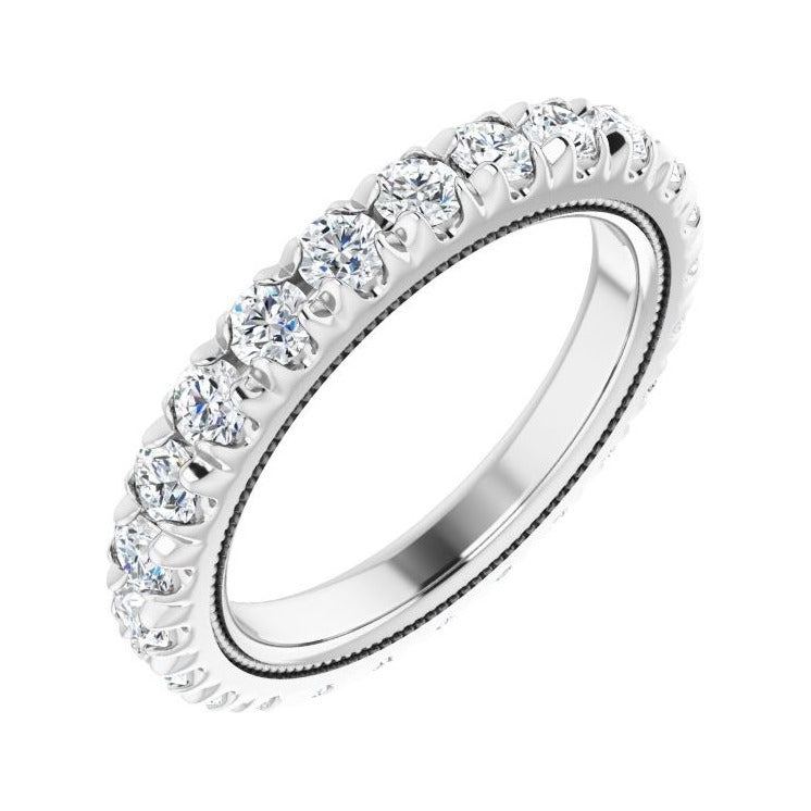 Sapphire Row Natural Diamond Milgrain Eternity Band - Platinum, 2.5 mm, 5.5