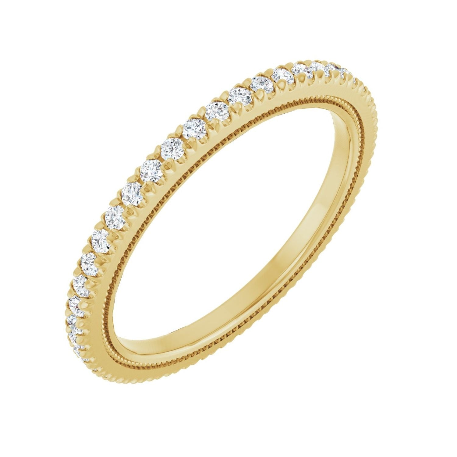 Sapphire Row Natural Diamond Milgrain Eternity Band - 14K Yellow Gold, 1.3 mm, 7