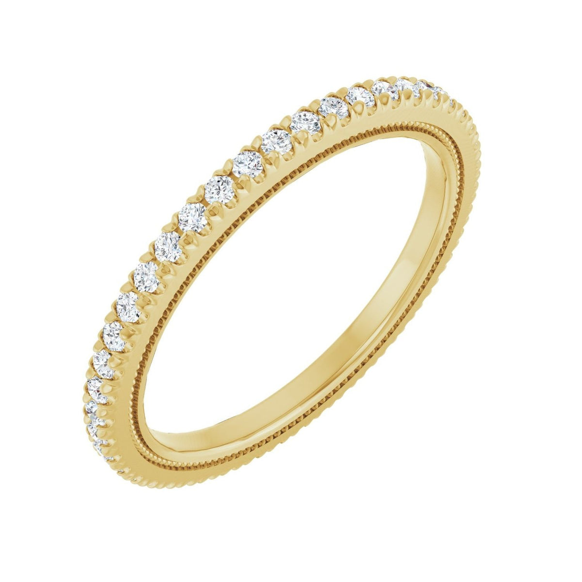 Sapphire Row Natural Diamond Milgrain Eternity Band - 14K Yellow Gold, 1.3 mm, 7