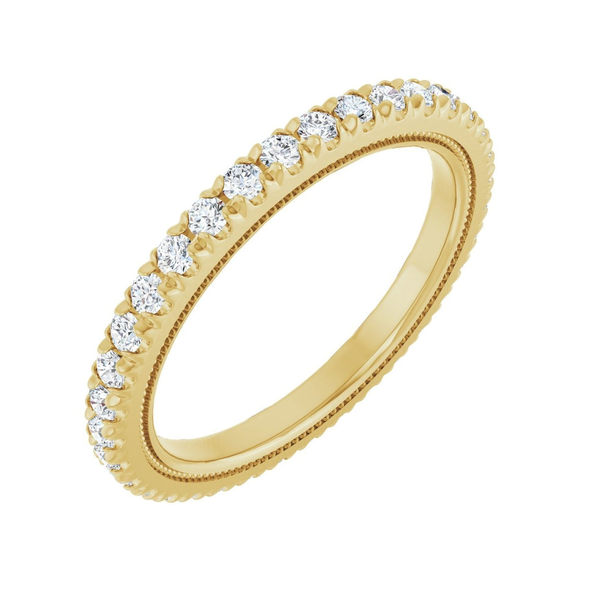 Sapphire Row Natural Diamond Milgrain Eternity Band - 14K Yellow Gold, 1.7 mm, 7