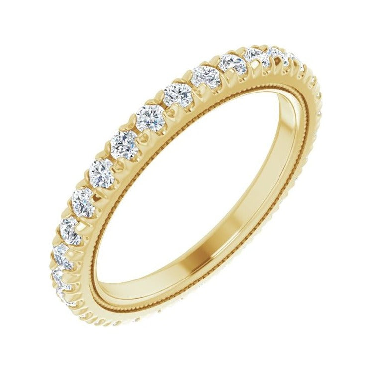 Sapphire Row Natural Diamond Milgrain Eternity Band - 14K Yellow Gold, 2 mm, 7.5