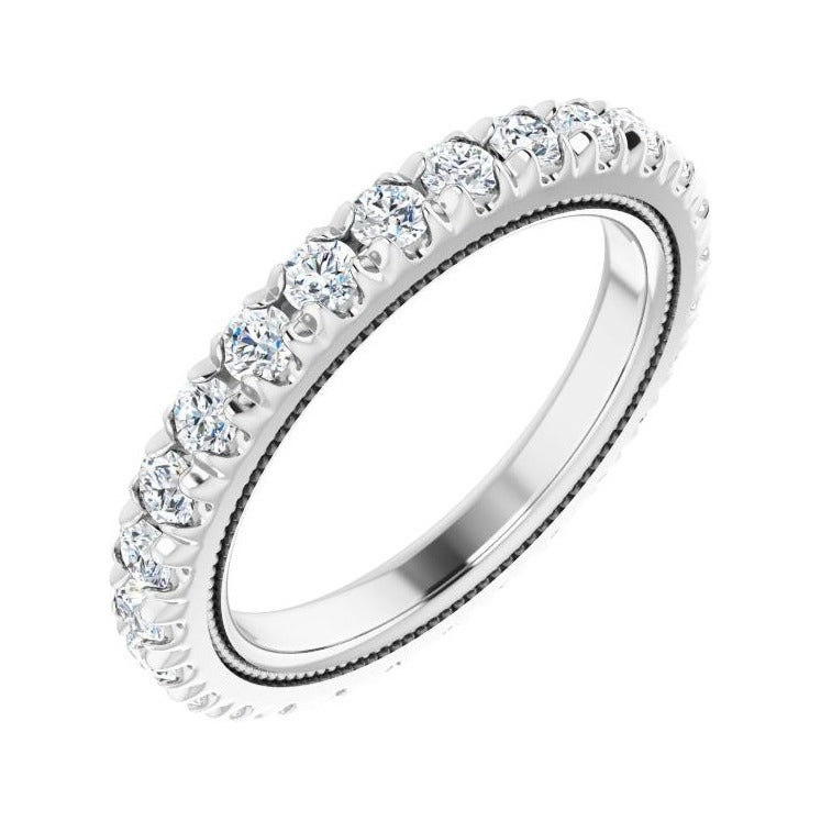 Sapphire Row Natural Diamond Milgrain Eternity Band - 14K White Gold, 2 mm, 4