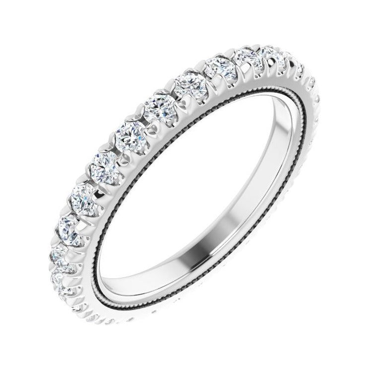 Sapphire Row Natural Diamond Milgrain Eternity Band - 14K White Gold, 2 mm, 5