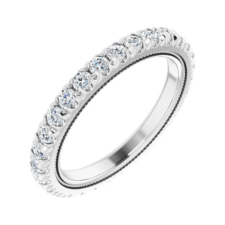 Sapphire Row Natural Diamond Milgrain Eternity Band - 14K White Gold, 2 mm, 6