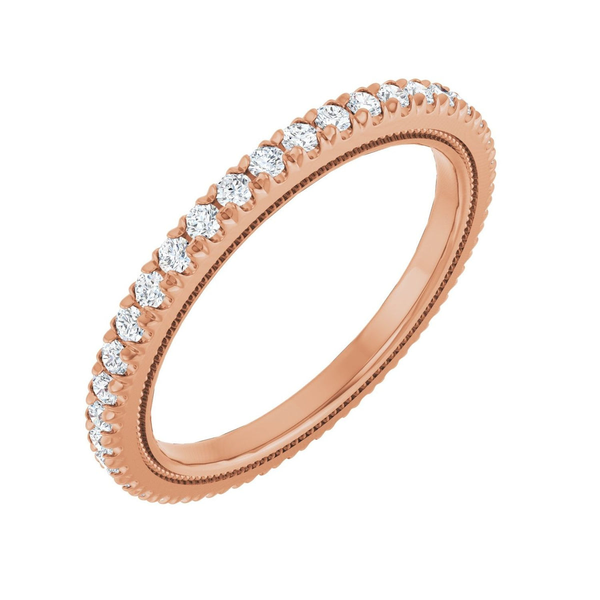 Sapphire Row Lab-Grown Diamond Milgrain Eternity Band - 14K Rose Gold, 1.5 mm, 7