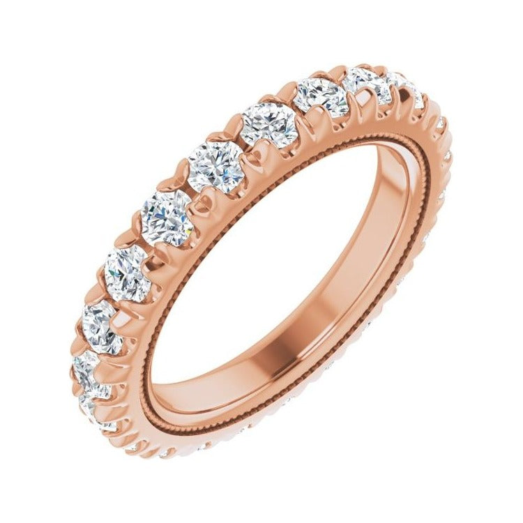 Sapphire Row Lab-Grown Diamond Milgrain Eternity Band - 14K Rose Gold, 2.5 mm, 4