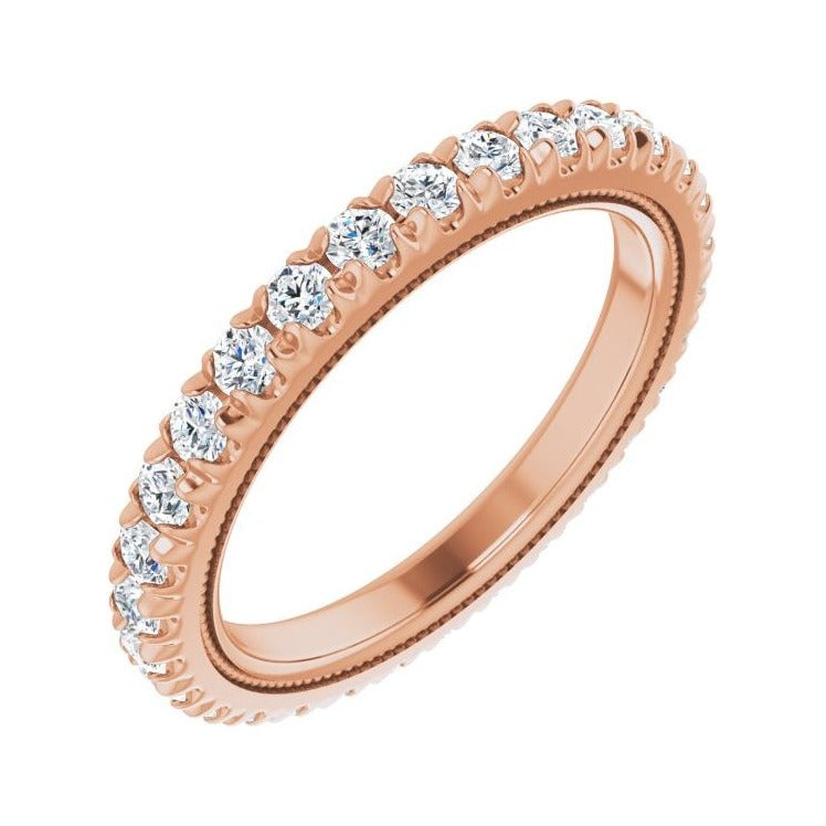 Sapphire Row Lab-Grown Diamond Milgrain Eternity Band - 14K Rose Gold, 2 mm, 6