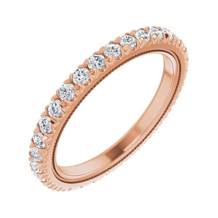 Sapphire Row Lab-Grown Diamond Milgrain Eternity Band - 14K Rose Gold, 2 mm, 8