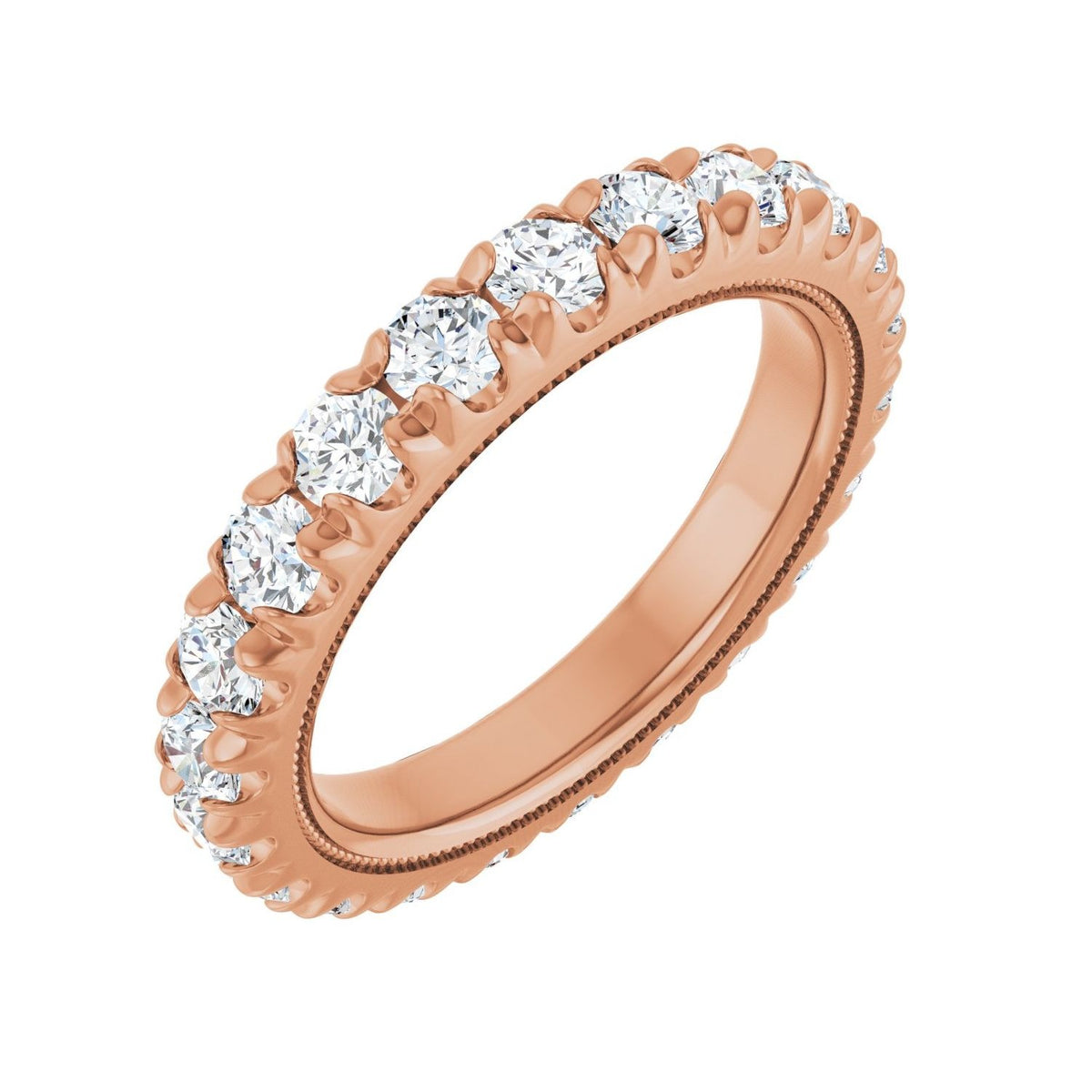 Sapphire Row Lab-Grown Diamond Milgrain Eternity Band - 14K Rose Gold, 3 mm, 7