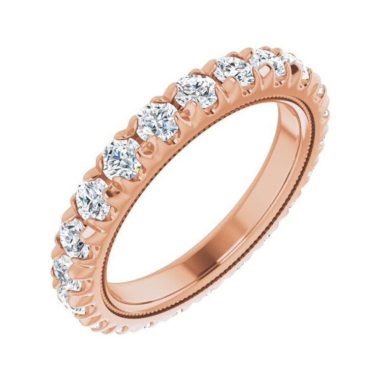 Sapphire Row Lab-Grown Diamond Milgrain Eternity Band - 14K Rose Gold, 3 mm, 8