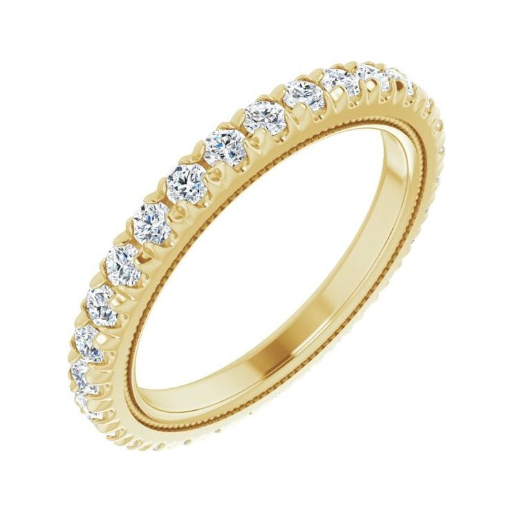 Sapphire Row Lab-Grown Diamond Milgrain Eternity Band - 14K Yellow Gold, 2 mm, 6.5