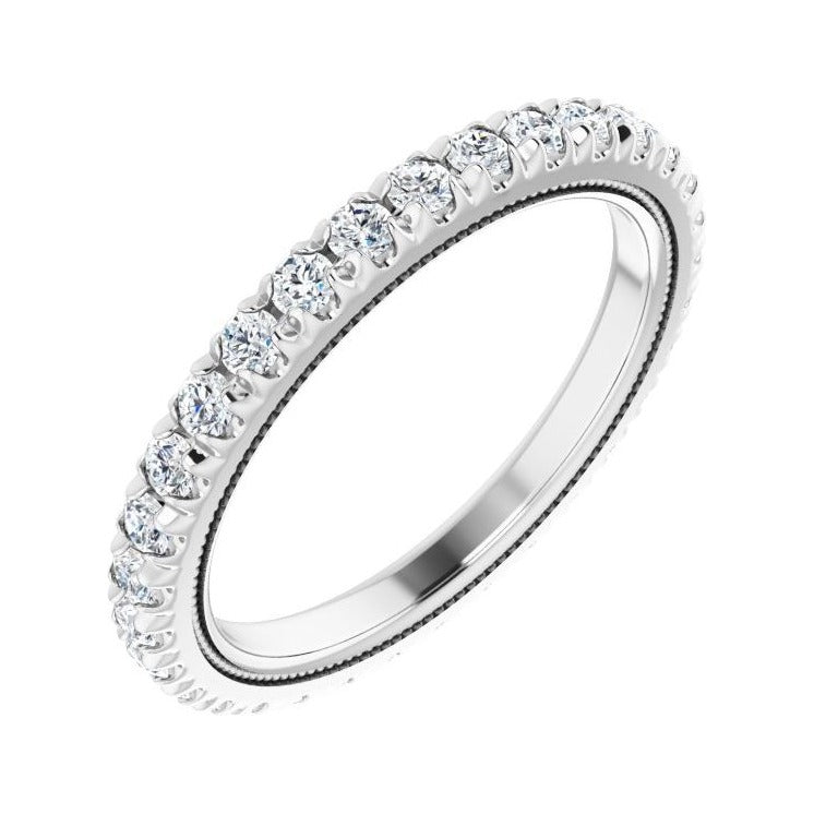 Sapphire Row Lab-Grown Diamond Milgrain Eternity Band - 14K White Gold, 2 mm, 8