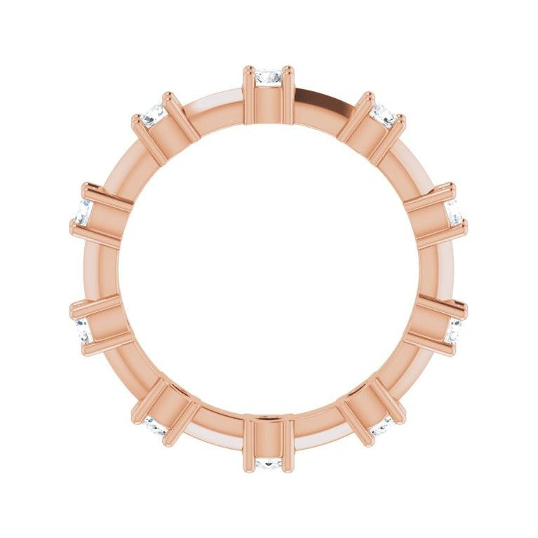 Sapphire Row Natural Diamond Knife-Edge Eternity Band - 14K Rose Gold, 4 (view 2)